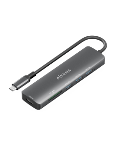 USB-C DOCK AISENS 6 EN 1 USB-C A 1XHDMI 3XUSB-A 1XSD 1XMICRO SD 15CM