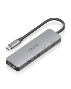 USB-C DOCK AISENS 5 EN 1 HDMI 2XUSB-A USB-C USB-C PD GRIS 15CM