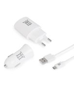 KIT DE VIAJE 3IN1 MAILLON CARGADOR PARED USB 1 CONECTOR + CARGADOR COCHE + CABLE