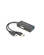 CONVERSOR VIDEO DIGITUS HDMI - DP+DVI+VGA M-H/H/H 0,2M 3 EN 1 C NEGRO DORADO