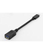 CABLE DIGITUS ADAPTADOR USB OTG TIPO C - A M/F 0,15M 3A 5GB 3.0 VERSION NEGRO