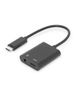 ADAPTADOR DIGITUS USB SPLITTER TIPO C - 3.5MM TIPO C M/F/F 0.2M GEN2 5A 10GB