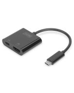 CONVERSOR HUB DIGITUS VIDEO USB TIPO C A HDMI 4K 60 HZ + USB C (PD) NEGRO