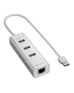 HUB USB SHARKOON 3X3.0 RJ45 ALUMINIO PLATA