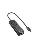 HUB USB SHARKOON 3X3.0 RJ45 ALUMINIO NEGRO TIPO C