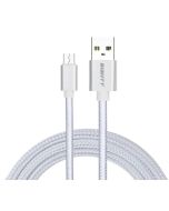 CABLE EIGHTT USB A MICROUSB 1MTS TRENZADO DE NYLON PLATA. CARCASA DE ALUMINIO