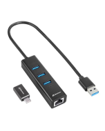 HUB USB SHARKOON 3X3.2 GEN 1 + RJ45  ALUMINIO NEGRO
