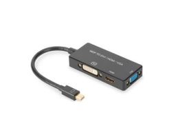 CONVERSOR DIGITUS DISPLAYPORT MINI DP- HDMI+DVI+VGA M-H/H/H 0,2m3 1 CE dorado bl