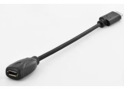 CABLE DIGITUS ADAPTADOR USB TIPO C - MICRO B M/F 0,1M 3A 480MB 2.0 NEGRO