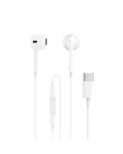 AURICULARES ENJOY CON MICROFONO CONTROL DE VOLUMEN TIPO C CABLE 1M BLANCO