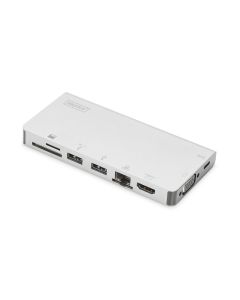 CONVERSOR HUB DIGITUS 8 MULTIPUERTO 2 X VIDEO 2X USB-C 2X USB3.0 RJ45 2X SD