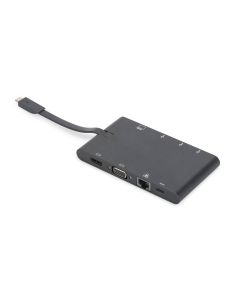 CONVERSOR HUB DIGITUS USB C 9 PUERTOS 2X VIDEO 2x USB-C 2x USB3.0 RJ45 2x SD/MMC