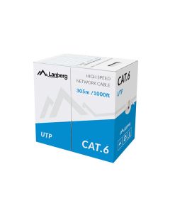 BOBINA CAT.6 LANBERG UTP RJ45 SOLIDO CCA AWG24 305M GRIS