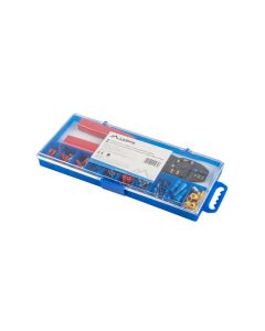 CAJA HERRAMIENTAS LANBERG CRIMPADORA Y 100 TERMINALES ELECTRICOS 1.25 A 4MM