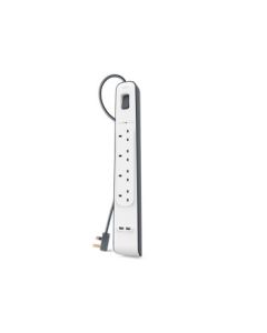 REGLETA BELKIN SURGERSTRIP 4 TOMAS 2x USB/ A PROTECCION ANTIPICOS BLANCO MONTABL