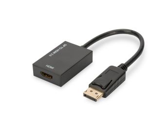 CONVERSOR DIGITUS VIDEO DISPLAYPORT HDMI TIPO A M/F 0.2M W/INTERLOCK DORADO NEGR