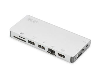 CONVERSOR HUB DIGITUS 8 MULTIPUERTO 2 X VIDEO 2X USB-C 2X USB3.0 RJ45 2X SD