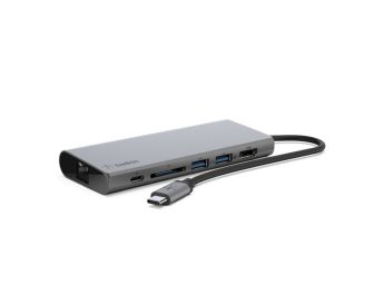 HUB BELKIN TIPO C A 2x USB/ A 1x TIPO C 1x HDMI 1x GBE 1x SD GRIS