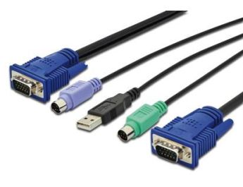 CABLE KVM DIGITUS VGA PS/2 USB HD DB15/M 2xMINIDIN6/M USB TIPO A/M HD DB15/M 3M